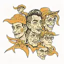 fake faces overlapping to make tattoo design idea