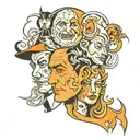 fake faces overlapping to make tattoo design idea