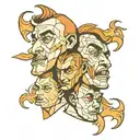 fake faces overlapping to make tattoo design idea