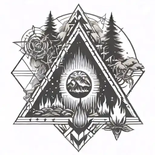 camp fire tattoo design idea