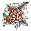 overlapping letter CAELUM tattoo design idea