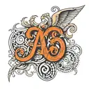 overlapping letter CAELUM tattoo design idea