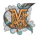 overlapping letter CAELUM tattoo design idea