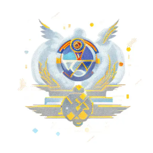 combine all this things: Ukraine symbols with art deco and anime and videogame tattoo design idea