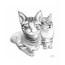Two cats, one is gray brindle, affectionate and plump. The other is white with black, fancy and elusive. tattoo design idea
