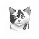 Two cats, one is gray brindle, affectionate and plump. The other is white with black, fancy and elusive. tattoo design idea