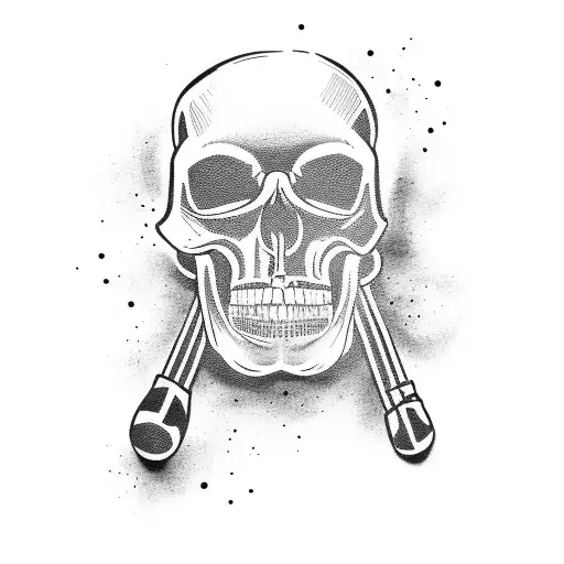 Wrestler's silhouette smashing through a skull tattoo design idea