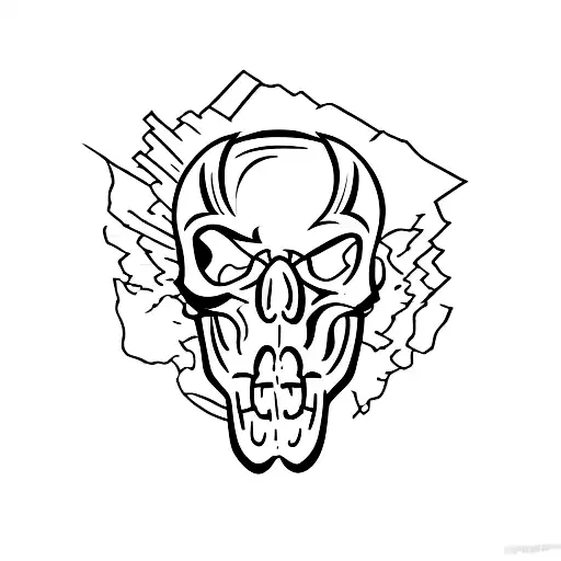 Wrestler's silhouette smashing through a skull tattoo design idea