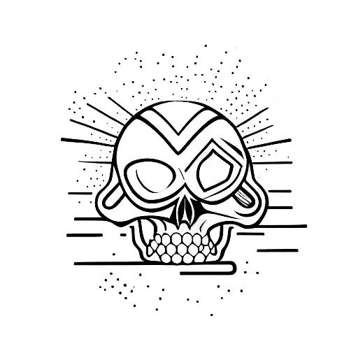 Wrestler's silhouette smashing through a skull tattoo design idea