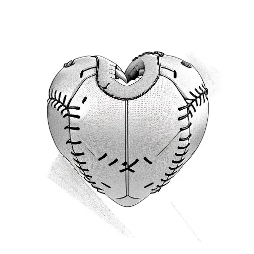 heart beat with baseball tattoo design idea