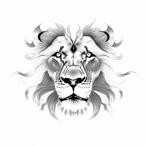 Lion and skull tattoo design idea