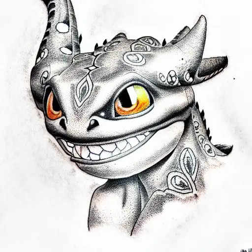 character from How to Train Your Dragon Toothless  tattoo design idea