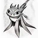 character from How to Train Your Dragon, Toothless, Kind, colored tattoo design idea