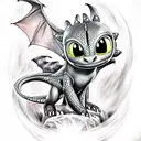 character from How to Train Your Dragon, Toothless, Kind, colored tattoo design idea