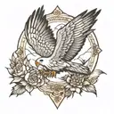 white kite flying tattoo design idea