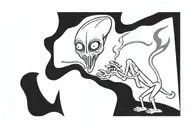 Alien smoking weed tattoo design idea