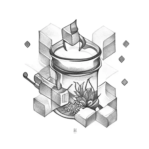 Honey pot and sugar cubes  tattoo design idea