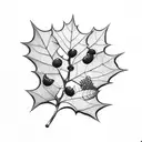 holly leaf with berries tattoo design idea