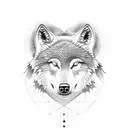 A Wolf, a Bear and a two crows in a Mystic forest with Moon  tattoo design idea