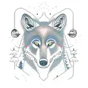 A Wolf, a Bear and a two crow in a Mystic forest with Moon  tattoo design idea