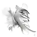 feathers falling down a arm tattoo design idea