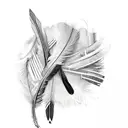 feathers falling down a arm tattoo design idea