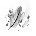 Feather falling black and white tattoo design idea