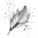 Feather falling black and white tattoo design idea