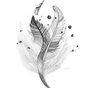 Feather falling black and white tattoo design idea