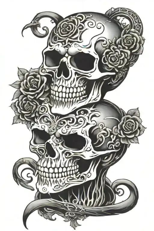 Shinigami skull mask tattoo design idea