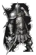 Dark Elden ring knight white eyes tattoo design idea