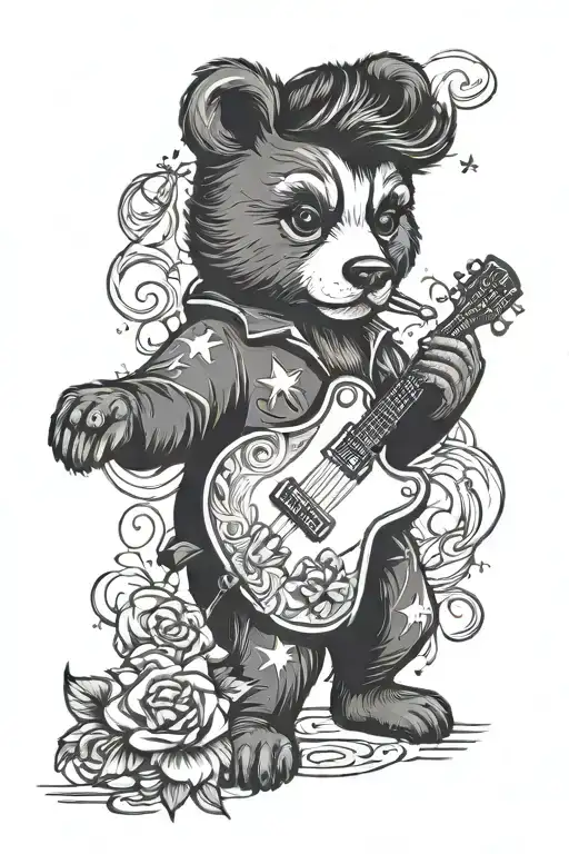 Elvis Presley bear tattoo design idea