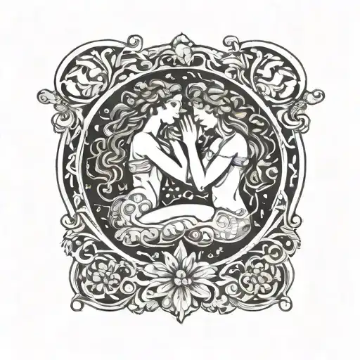 aquarius, infinity, synchronicity, twin flame females  tattoo design idea