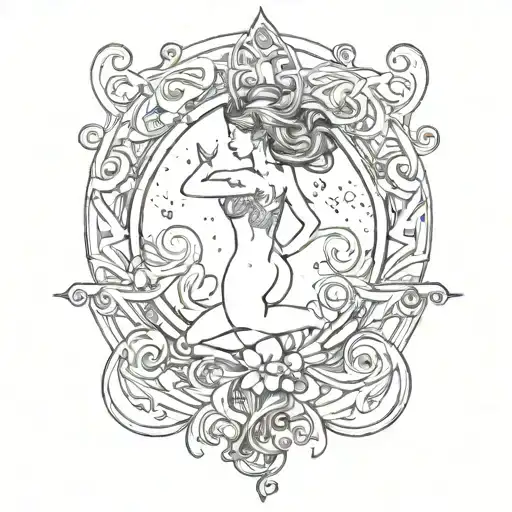 aquarius, infinity, synchronicity tattoo design idea