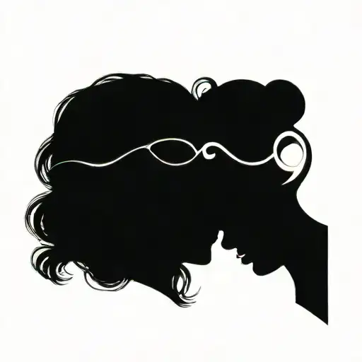 two dark hair women best friends facing each other, Aquarius, infinity sign, bonded by synchronicity  tattoo design idea