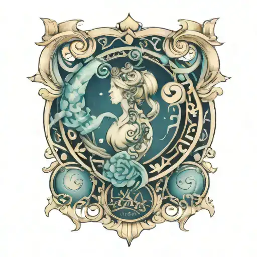 aquarius, infinity, synchronicity tattoo design idea