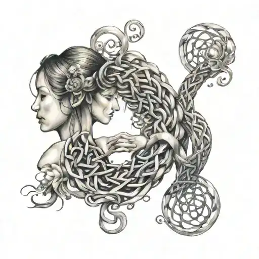 best friends, back to back, weaving reality, bonded by Aquarius and synchronicities, telepathy, infinity symbol  tattoo design idea