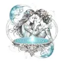 best friends, not touching, bonded by Aquarius and synchronicities, telepathy, infinity tattoo design idea