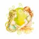 best friends, back to back, weaving reality, bonded by Aquarius and synchronicities, telepathy, infinity symbol  tattoo design idea