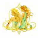 best friends, back to back, weaving reality, bonded by Aquarius and synchronicities, telepathy, infinity symbol  tattoo design idea