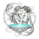best friends bonded by Aquarius and synchronicities, telepathy, infinity tattoo design idea