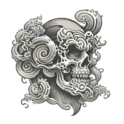smoke with japanese minka tattoo design idea