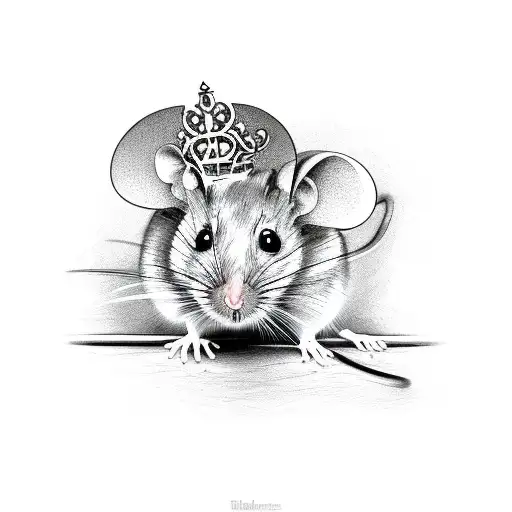 mouse with tiara tattoo design idea