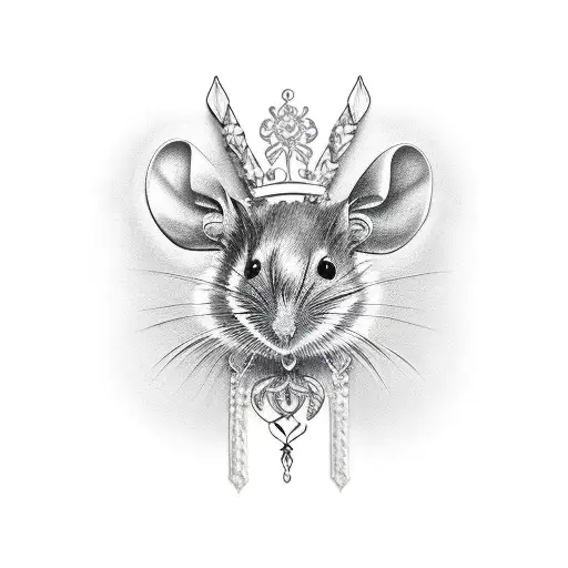 mouse with tiara tattoo design idea