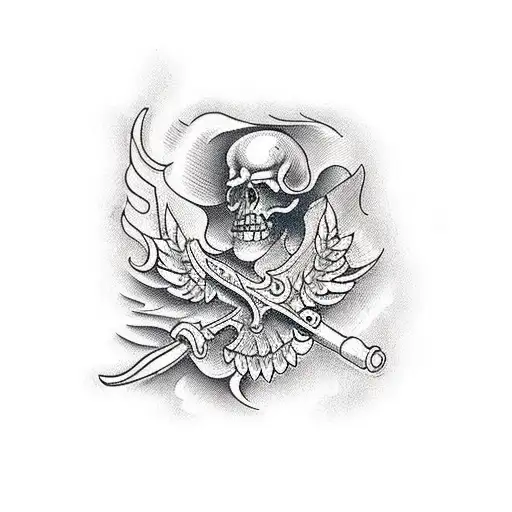 A traditional-style tattoo featuring a carpenter's chisel surrounded by ornate wood carving details tattoo design idea