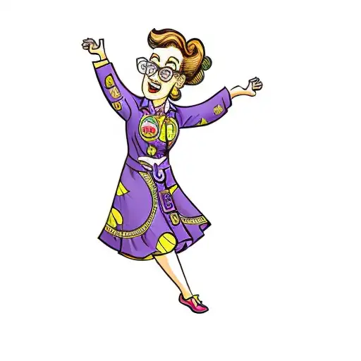 a teacher in a purple dress with arms outstretched tattoo design idea