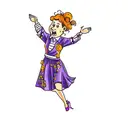 a teacher in a purple dress with arms outstretched tattoo design idea