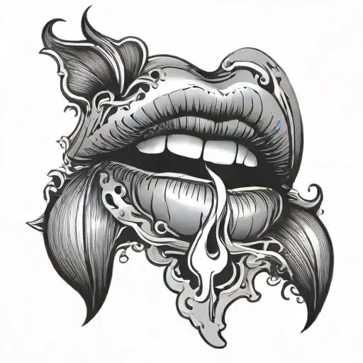 Sensual lips with a cooking flame inside tattoo design idea