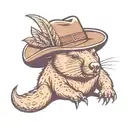 wombat with crocodile Dundee hat  tattoo design idea