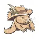 wombat with crocodile Dundee hat  tattoo design idea